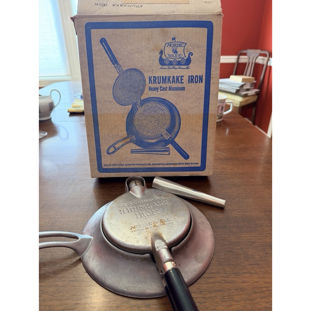 Vintage Nordic Ware Krumkake Iron Heavy Cast Aluminum With Box And Recipes